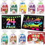 Christmas Party Favors for Kids Bulk: 24 Pack Rainbow Scratch Art Notebooks Party Favours for Girls Boys Birthday Loot Bag Fillers Christmas Stocking Stuffers for Kids Classroom Prizes Gifts Bulk