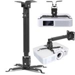 Caprigo Heavy Duty 1 Feet To 2 Feet Adjustable Projector Ceiling Mount Stand, Universal Projector Wall Bracket Kit With Swivel, Tilt & Telescopic Height Adjustments (12 inch To 24 inch : Black : B447)