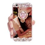 iPhone 6 Plus Case, iPhone 6s Plus Case, Black Lemon Luxury Crystal Rhinestone Soft Rubber Bumper Bling Diamond Glitter Mirror Makeup Case with Ring Stand Holder (Rose Gold)