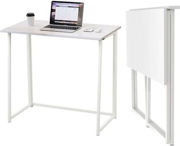 Dripex Mesa Escritorio Plegable, Mesa Ordenador, Compacto sin ensamblaje, Mesa de Estudio para Casa Oficina, Escritorio para computadora Manualidades, Blanca, 80 x 45 x 74 cm