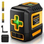 TOMAHAWK® TLL 02-D-C, Compact 2 Green Line Laser Level - 98ft Green Cross Self-Levelling Laser Line for Construction Vertical/Horizontal Magnetic Base, Adjustable Brightness