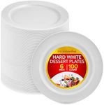 Stock Your Home 100 Count Premium White Plastic Plates, 6 Inch White Disposable Wedding Cake Plates, Heavy Duty Plastic Dessert Plates, Cocktail Appetizer Plates for Christmas Dinner Parties