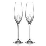 DIAMANTE Champagne Flutes Pair – ‘Lotus’ Collection Hand Cut Crystal Champagne and Prosecco Glasses Set of 2 in giftbox