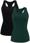 beautyin Tank Tops with Shelf Bra for Women Scoop Neck Racerback Tank Camisoles Black/Dark Green