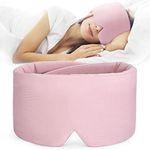 FRESHME Light Blocking Pink Sleep Mask - Handmade Cotton Eye Mask for Sleeping Eye Shade Cover Women Men Girl Soft and Breathable Adjustable Blinder Airplane with Travel Pouch Best Night Companion