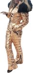 Aurgelmir Women Winter One Piece Ski Suit Fur Collar coat Ski Jumpsuit Snowsuit, Gold, Medium