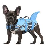 CITÉTOILE Dog Shark Life Jackets for Small Medium Large Dog, Dog Buoyancy Aid with Handle & Reflective, Pet Life Vest Doggie Floating Aids for Swimming at the Pool, Beach, Boating, Blue Camo, M