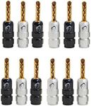 KnuKonceptz Banana Plugs - Set of 6 Gold Plated BFA Style - 12 Pieces - Male to Female - Speaker Compatible