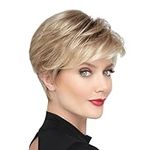 BECUS Short Blonde Wigs for White Women Black Women Pixie Cut Wig Pixie Layered Short Blonde Wigs for Older Women Synthetic Wigs(Roots Brown Mixed Blonde)