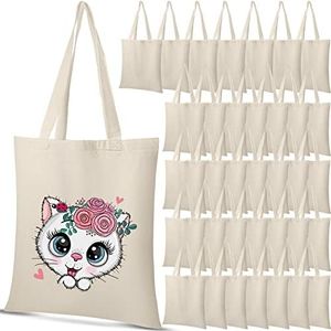Reginary 36 Pack 13 x 15 Inch Cotton Canvas Tote Bags Bulk with Handles Recycled Blank Canvas Shopping Bag for Crafts Lightweight Reusable Grocery Cloth Bag for DIY Advertising Activity Gift Women