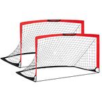 L RUNNZER Portable Soccer Goals, Kids Soccer Nets for Backyard for Training & Practice, Soccer Net for Kids with Carry Bag, 2 Set, 6’6” x 3.3’, Red