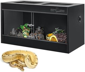 REPTI ZOO 50 Gallon PVC Reptile Terrarium, 36x18x18 Reptile Tanks Enclosure for Ball Python Snake Gecko Bearded Dragon, PVC Reptile Lounge Habitat with Glass Sliding Door & Top Screen Ventilation