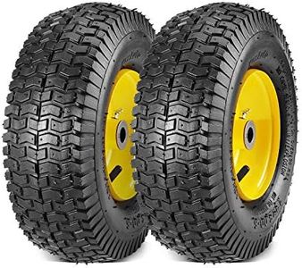 MaxAuto 13x5.00-6 Lawn Mower Tires with Rim 13x5-6 NHS Pneumatic Tires with Tube, 3" Centered Hub, 3/4" Bushings