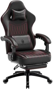 Dowinx Gaming Chair Breathable PU Leather Gamer Chair with Pocket Spring Cushion, Ergonomic Computer Chair with Massage Lumbar Support,Adjustable Swivel Task Chair with Footrest(Black)