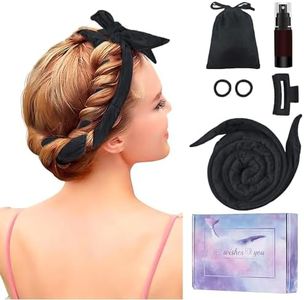 Heatless Curling Rod Headband, Upgraded 60" Extra Long Heatless Curls Headband Soft Hair Curlers to Sleep In Hair Rollers No Heat Curls (Deep Black)
