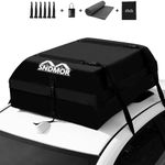 SNDMOR Car Roof Bag, 425L/15 Cubic Feet Waterproof Car Rooftop Cargo Carrier Bag, For All Vehicle With/Without Racks, Includes Anti-Slip Mat + 4 Reinforced Straps + 6 Door Hooks (Black)