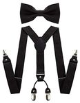 JEMYGINS Solid Color Suspender and Silk Bow Tie Sets for Men, Black, general