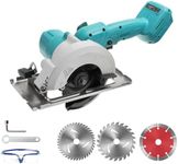 Mini Brushless Circular Saw, Cordless Hand Circular Saw on Battery for Makita 18V with 3 Saw Blades, 0 to 45° Bevel/Depth 40mm, for Wood PVC Lmarble