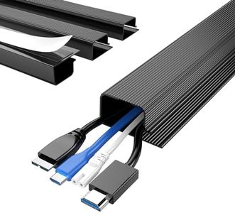 Delamu Cable Management Under Desk- 4 Pack J Channel Cable Raceway, 62.8'' Cord Cover Hider- Self Adhesive Cord Cable Organizer for Desk Wire Management- Cable Management Tray, 4X15.7'', Black