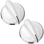 HASMX 2-Pack Washer Dryer Selector Replacement Knob for GE 175D3296 General Electric 175D3296P001 - White Silver Knob