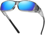 DUCO Wraparound Fitover Glasses Polarized Wear Over Sunglasses for Men Women UV Protection Sun Glasses Driving 8953 (L Size Clear Grey Revo Blue)