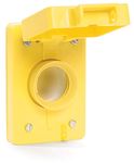 Woodhead 59W47 Watertite Wet Location Straight Blade Receptacle, Male, Single Flip Lid, 3 Wires, 2 Poles, NEMA 5-15 Configuration, Yellow, 15A Current, 125V Voltage, 3ft Cord Length