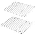 P&P CHEF Cooling Rack Pack of 2, Stainless Steel Baking Racks for Baking Roasting Grilling Drying, Rectangle 15.3''x11.25''x0.6'', Oven & Dishwasher Safe