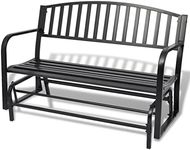 vidaXL Black Steel Swing Bench - Weather-Resistant Patio or Garden Rocking Seating for Two Persons