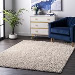 nuLOOM Kara Solid Shag Area Rug - 3x5 Accent Shag Rug Casual Beige Rugs for Living Room Bedroom Dining Room Nursery Entryway