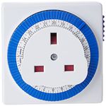 STATUS Timer Switch Square | 24 Hour Segment Timer Light Switch | White UK Plug | S24HRSQT4