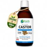Earth Essentials Castor Oil 100% Pure Certified Organic Cold Pressed Hexane Free - 500ml 16.9 Oz