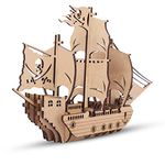 Webby DIY Wooden 3D Pirate Ship Puzzle Kit, Show Piece, Home & Office Table Decoration, Birthday Gift for Kids, 15 Pcs