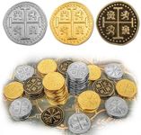 Byhoo 100 Pcs Metal Pirate Token Coins Set, Realistic Treasure Spanish Coins for Pirate Treasure Chest Treasure Hunt Cosplay Toy Board Game