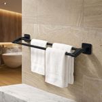 Amazon Basics 24 Inch Bathroom Towel Hanger for Wall – Space Aluminum Towel Rod | Self Adhesive No Drill Rustproof Modern Towel Bar Rack for Bathroom & Kitchen