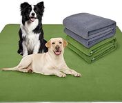 2 Packs Washable Dog Puppy Pads for Floor, Non-Slip Reusable Pee Pad for Dogs, Fast Absorbent Pet Whelping Pads & Playpen Mat for Incontinence (100x70cm Grey + Green)