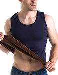 Flygo Mens Cotton Winter Warm Thermal Tank Top Fleece Lined Underwear Sleeveless Vest (Navy, X-Large)