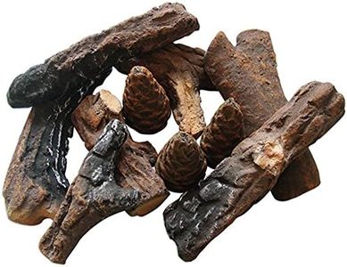 10 Small Pcs Gas Fireplace Ceramic Woodlike Logs.for All Types of Indoor Gas Inserts Ventless & Vent Free Electric or Outdoor Fireplaces & Fire Pits. Realistic Clean Burning Accessories