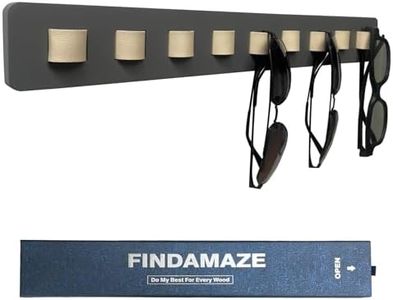 FINDAMAZE Sunglasses Organizer Wood Sunglasses Storage Wall Mounted Eyeglasses Holder Eyewear Display,Home Decor, (Gray-Long)