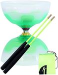 Erencook Chinese yoyo Diabolo Set- Triple Bearings Diabolo Chinese Yo-yos Juggling Toys Colorful LED Diabolo with Diablo Sticks, Diabolo String&Net Bag (Green)