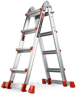 Soctone Ladder, A Frame Extension Ladder, Multi Position with Stabilizer Bar, 330 lbs Weight Rating Telescoping Ladder for Household or Outdoor Work, 14 Ft, Orange