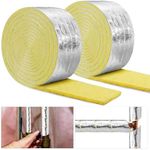 2 Pack 32.8 Foot Foiled Back Fiberglass Pipe Insulation Wrap, Pipe Insulation Foam Wrap Tape Ceramic Water Pipe Insulation Wrap for Outdoor Indoor Pipe Insulation Wrap Freezing Weather (2 Pack )