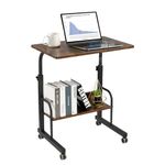 SIDUCAL Mobile Side Table Mobile Laptop Desk Cart Tray Table Adjustable Sofa Side Bed Table Portable Desk with Wheels Student Laptop Desk (23.6", Rustic Brown)…