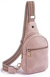 Telena Sling Bag for Women Vegan Leather Crossbody Bags Small Fanny Pack Chest Bag for Women Pink