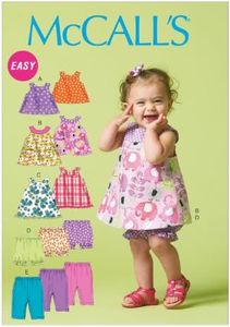 McCall Pattern Company M6912 Infants Reversible Top Dresses Bloomers and Pants, Size YA5