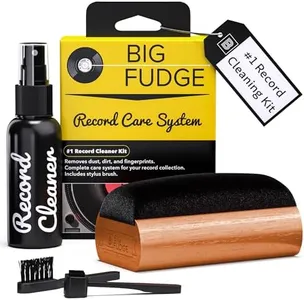 Big Fudge Vinyl Record Cleaning Kit - Complete 4-in-1 - Includes Ultra-Soft Velvet Record Brush, XL Cleaning Liquid, Stylus Brush and Storage Pouch! Will NOT Scratch Your Records! …