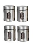 Wellxo� -Clear Glass Steel Window Jars for Kitchen Storage Food Spices Canister Set - (700 ML, 4-PC)