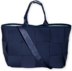 POPUPS Interwoven Large Neoprene Foldable Tote Bag, Weekender Bag for Women - Travel Crossbody Purse - Secure to Carry On, Luggage (Deep)