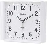 CASIO TQ-482-7JF Alarm Clock, White, Standard, Analog, Electronic Sound Alarm with Light