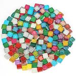 Belle Vous 222g / 200 Pack of Mixed Coloured Mosaic Tile Assortment - 1 x 1cm / 0.4 x 0.4 Inches - Square Shaped Assorted Acrylic Tiles for Art/Craft Projects and Home Decoration