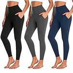 NEW YOUNG 3 Pack Leggings for Women with Pockets-High Waisted Tummy Control Workout Gym Non-See Through Yoga Pants